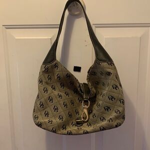 Dooney & Bourke Monogrammed Tan and Black Shoulder Bag
